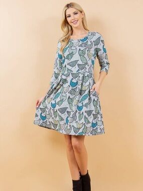 LA Soul Colorful Chicken Tunic Dress Fun Teacher Style Unique Animal Print